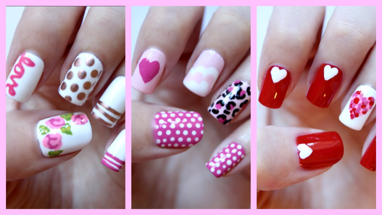 Valentines Day Nail Ideas
 Valentines Day Nails Three Easy Designs