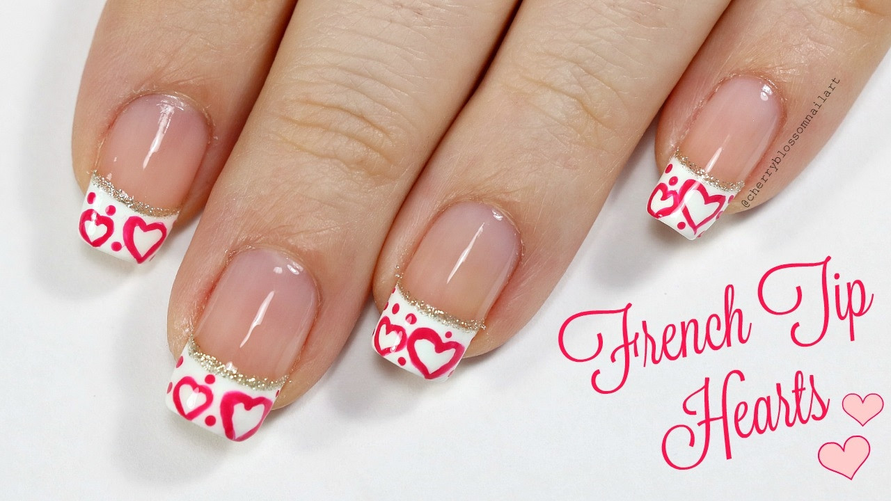 Valentines Day Nail Ideas
 Easy French Tip With Hearts Valentine s Day Nail Art