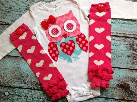 Valentines Gift For Baby Girl
 Love Owl onesie with heart leg warmers set Valentine s