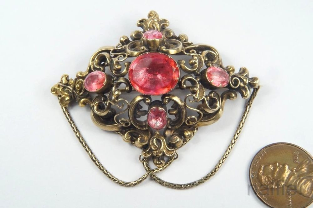 Victorian Brooches
 ANTIQUE VICTORIAN PERIOD ENGLISH 15K GOLD PINK FOILED