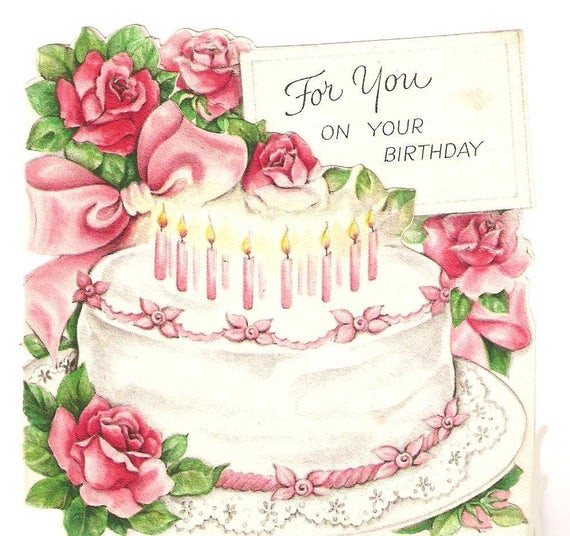 Vintage Birthday Cake
 Vintage Birthday Card Pink Cake