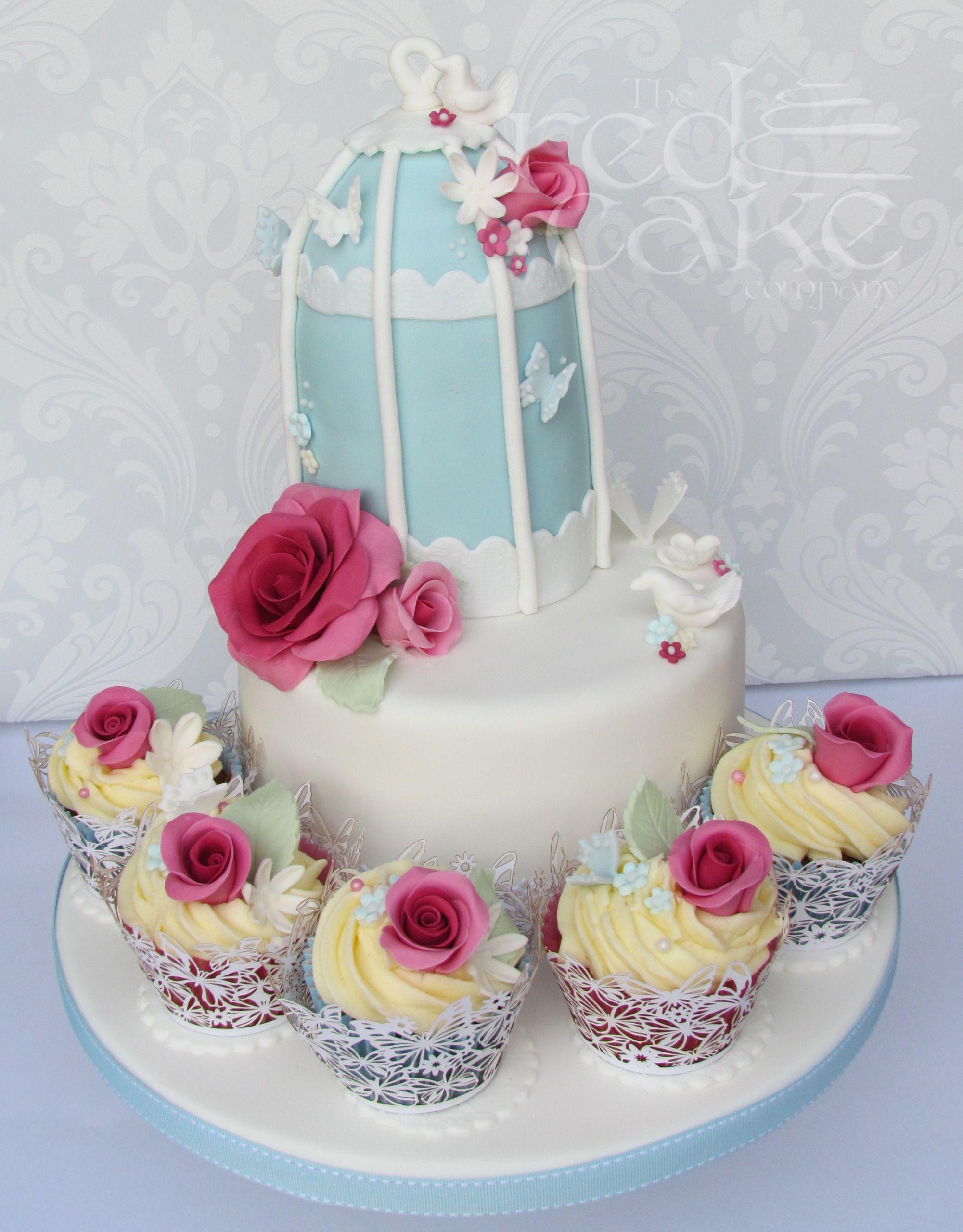 Vintage Birthday Cake
 Vintage Style Bird Cake & Cupcake Birthday Cake