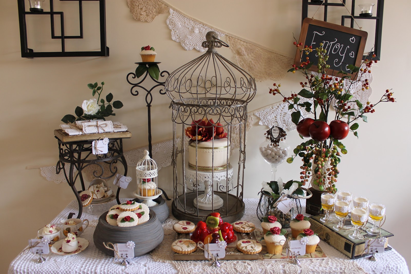 Vintage Birthday Party Decorations
 Events By Nat My Vintage Rose and Doily Inspired 32nd