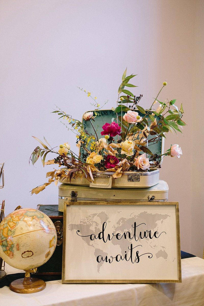 Vintage Engagement Party Ideas
 This vintage travel themed wedding is killing us with