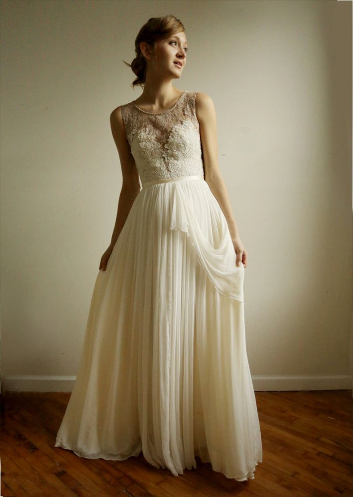 Vintage Inspired Wedding Dress
 Favorite Illusion Neckline Wedding Gowns of 2013