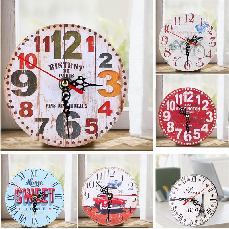 Vintage Kitchen Wall Decor
 Vintage Wooden Wall Clock Shabby Chic Rustic fice