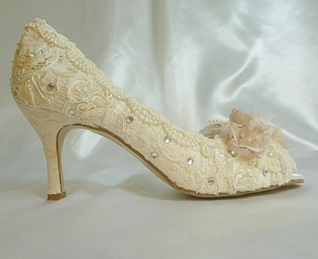 Vintage Wedding Shoes Low Heel
 Low Heel Wedding Shoes Vintage Lace Shoes Blush And