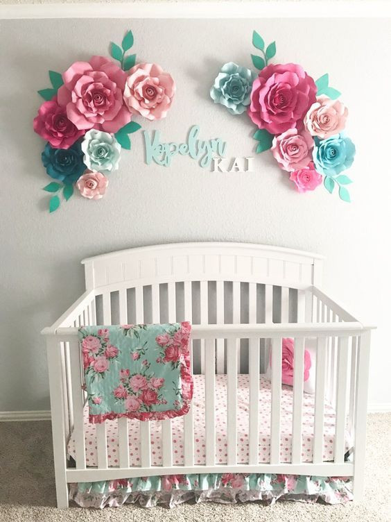 Wall Decoration For Baby Girl Room
 Aqua Floral Nursery for Baby Girl