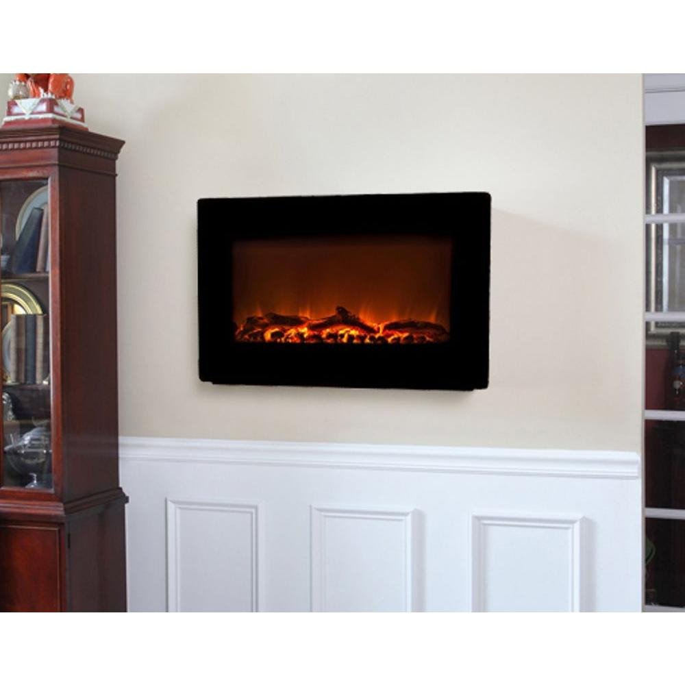 Wall Mounted Fireplace Electric
 Fire Sense 30 in Wall Mount Electric Fireplace in Black
