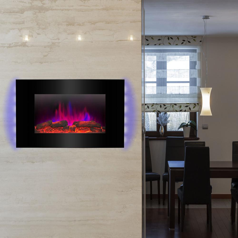 Wall Mounted Fireplace Electric
 AKDY 36 in Wall Mount Electric Fireplace Heater in Black