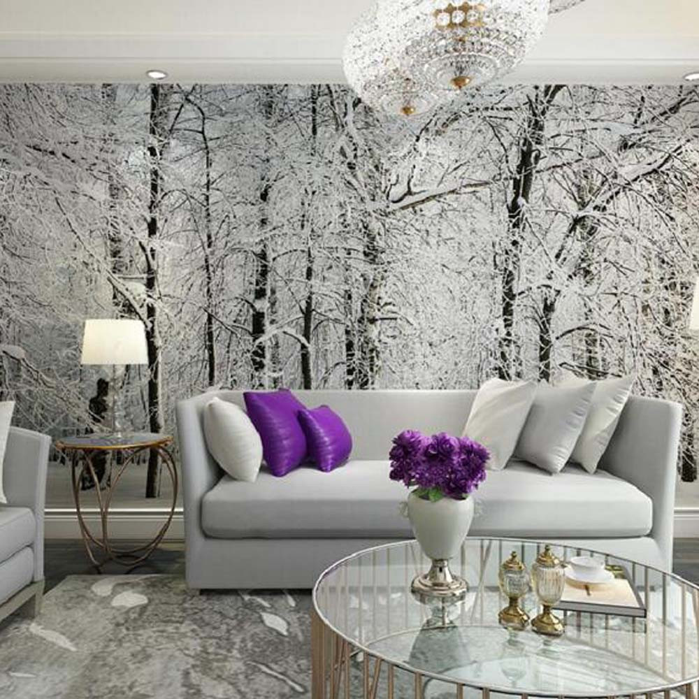 Wall Mural For Living Room
 Winter Snow Branches Tree Wallpaper Mural Wallpapers