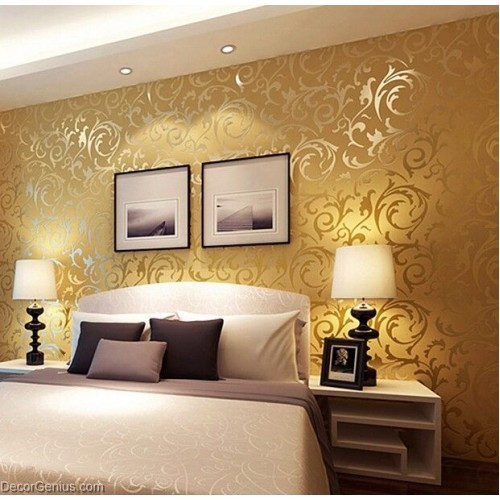 Wall Paper Design For Bedroom
 Popular 3D Design DK Gold Bedroom Wallpaper Modern Style