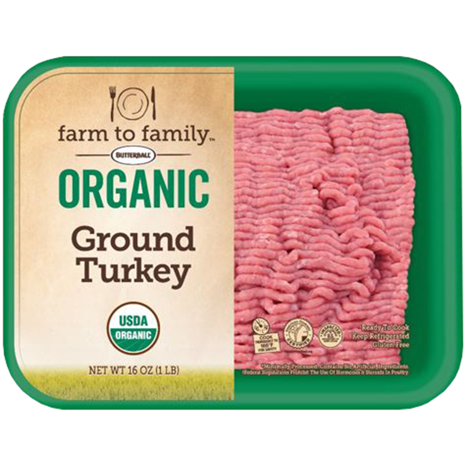 Walmart Ground Turkey
 Farm to Family™ Butterball Organic Ground Turkey 16 oz