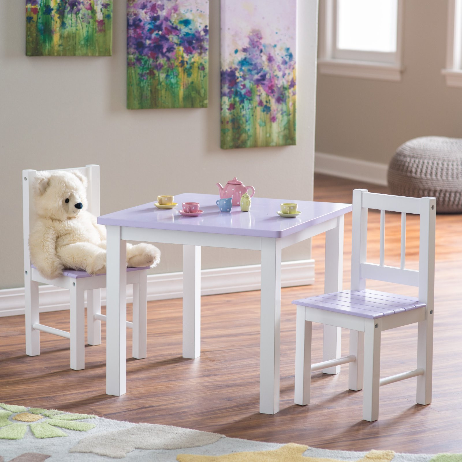 Walmart Kids Table Set
 Lipper Kids Small Lilac and White Table and Chair Set