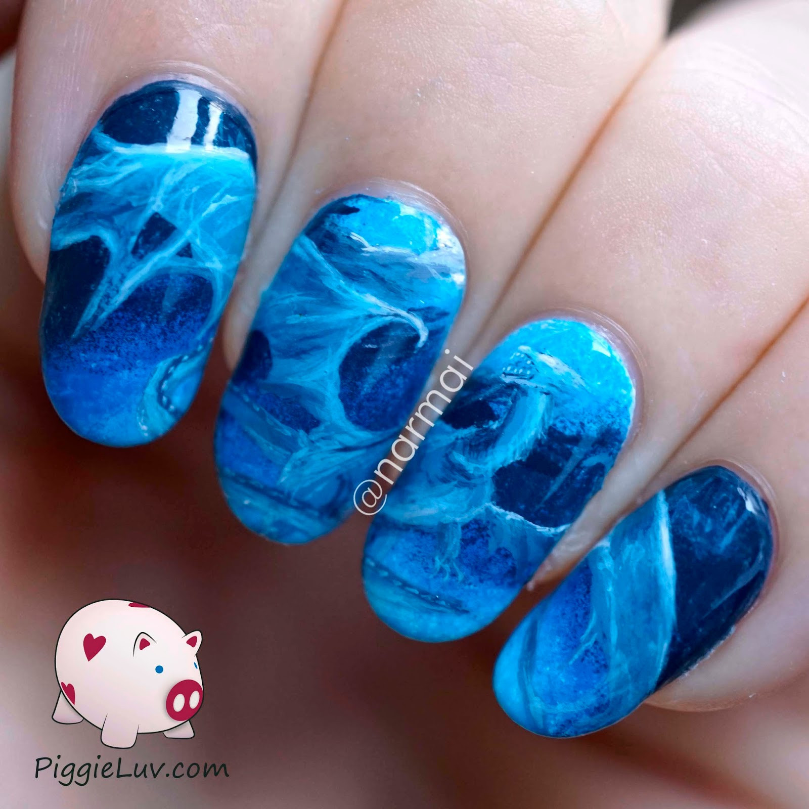 Water Nail Art
 PiggieLuv Blue water dragon nail art