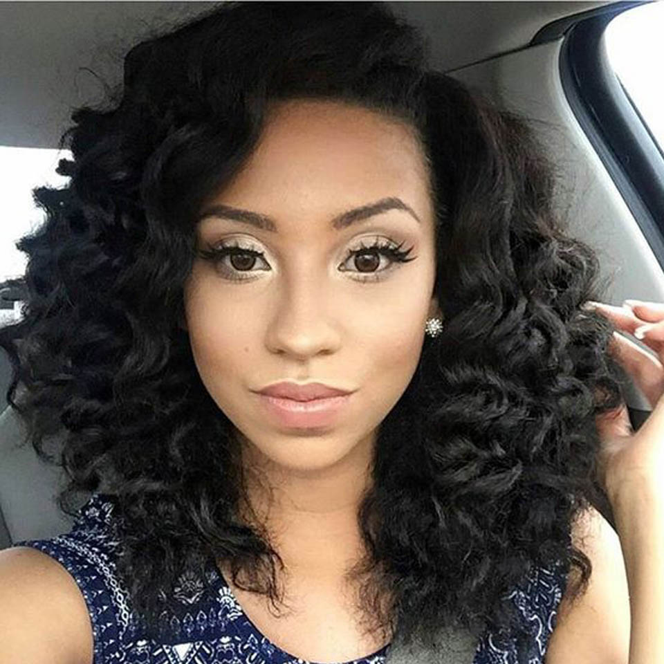 Wavy Hairstyles For Black Women
 7A Brazilian Curly Full Lace Wig Virgin Hair Short Bob