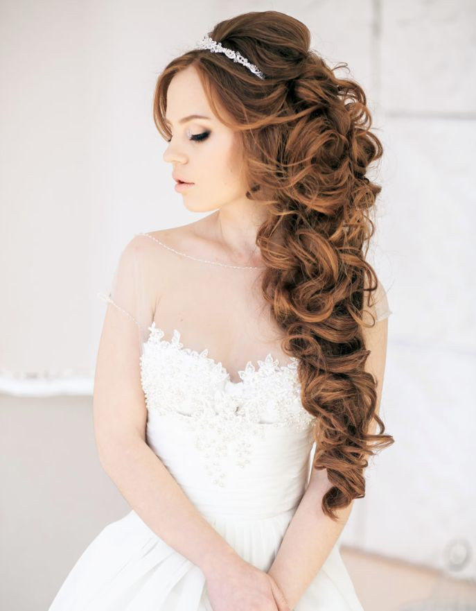 Wavy Wedding Hairstyles
 long curly half up half down wedding hairstyle
