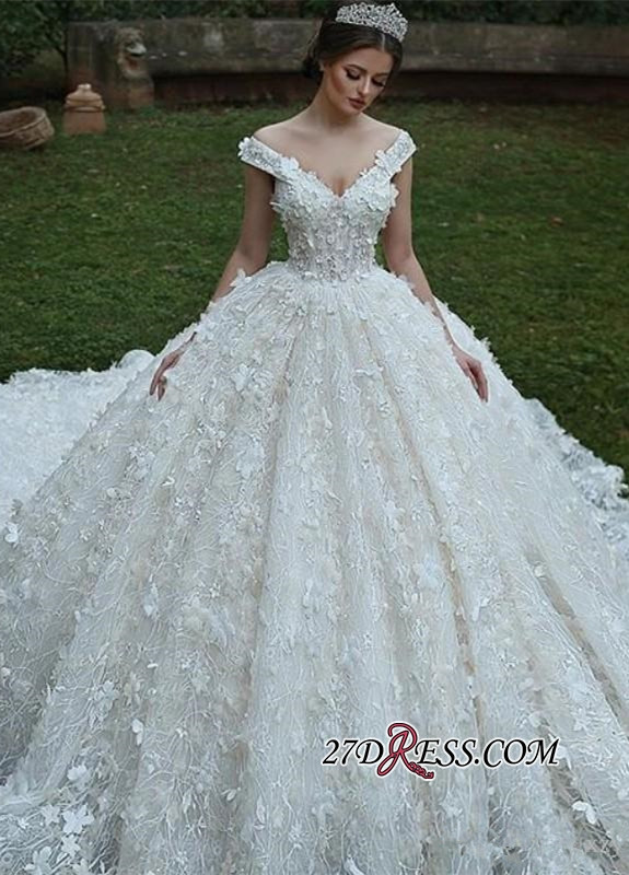 Wedding Ball Gowns 2020
 Glamorous V Neck f the Shoulder Bridal Gowns