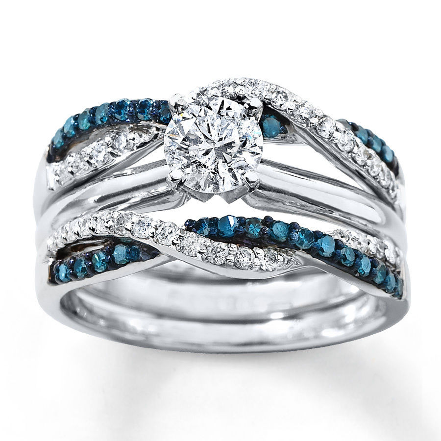 Wedding Band Enhancers
 Blue & White Diamond Solitaire Engagement Ring Enhancer