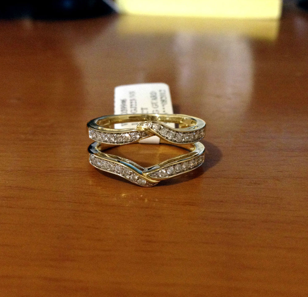 Wedding Band Enhancers
 Solitaire Enhancer Diamonds Ring Guard Wrap Yellow Gold