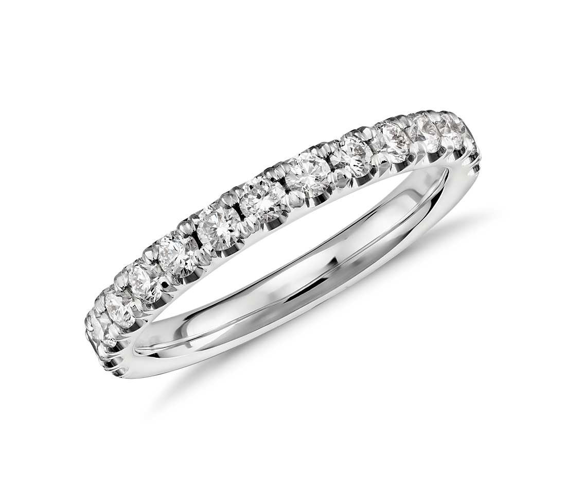 Wedding Band With Diamonds
 Scalloped Pavé Diamond Ring in Platinum 1 2 ct tw