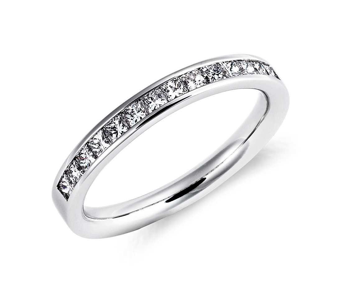 Wedding Band With Diamonds
 Channel Set Princess Cut Diamond Ring in Platinum 1 2 ct