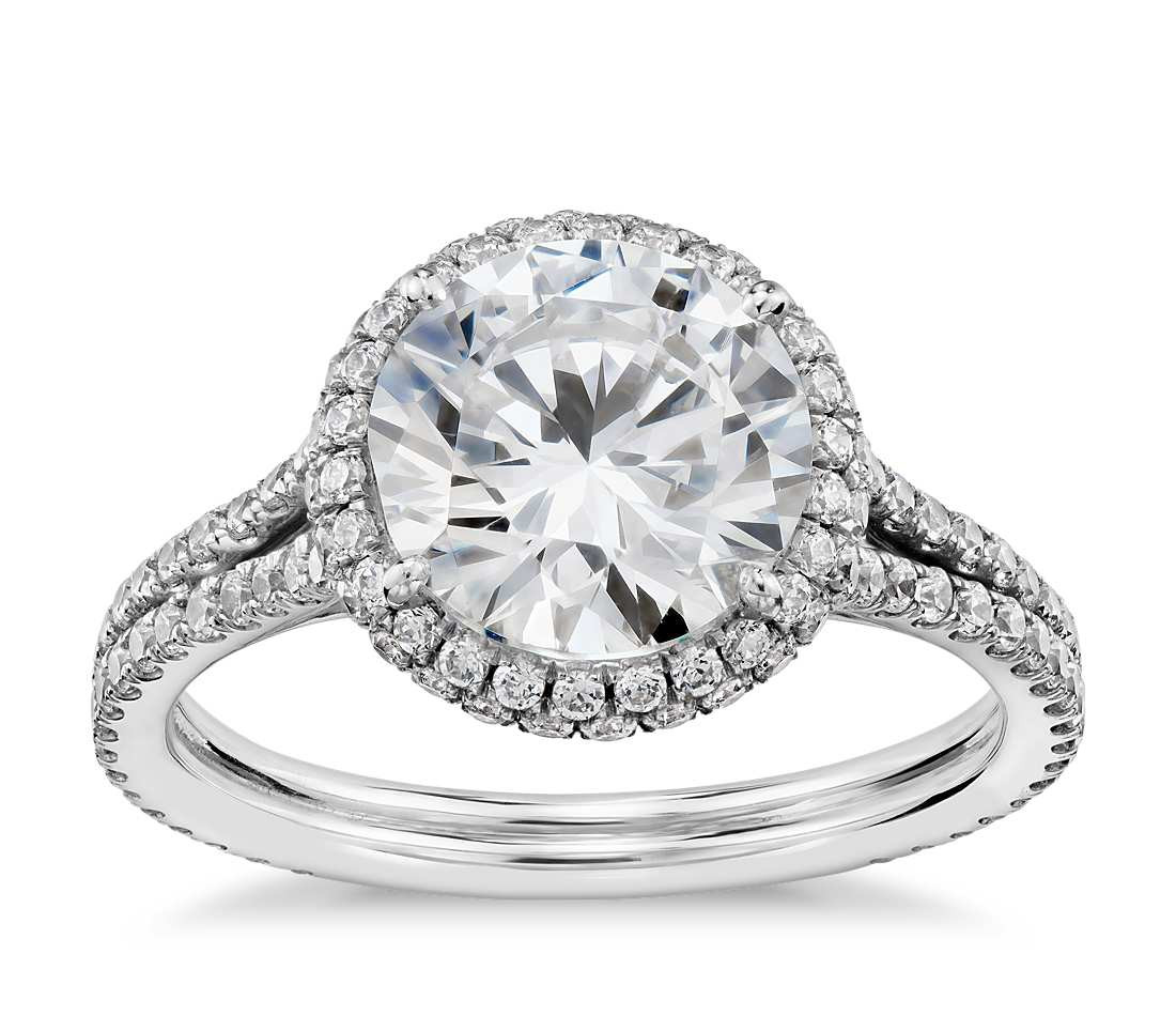 Wedding Band With Diamonds
 Blue Nile Studio Cambridge Halo Diamond Engagement Ring in