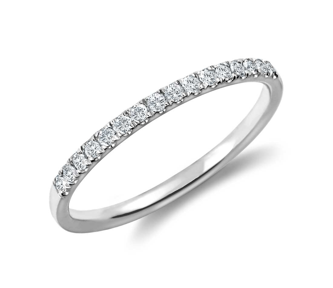 Wedding Band With Diamonds
 Petite Cathedral Pavé Diamond Ring in Platinum 1 6 ct tw