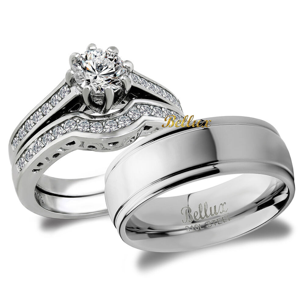 Wedding Bands Sets His And Her Matching
 His and Hers Bridal Matching Wedding Ring Set