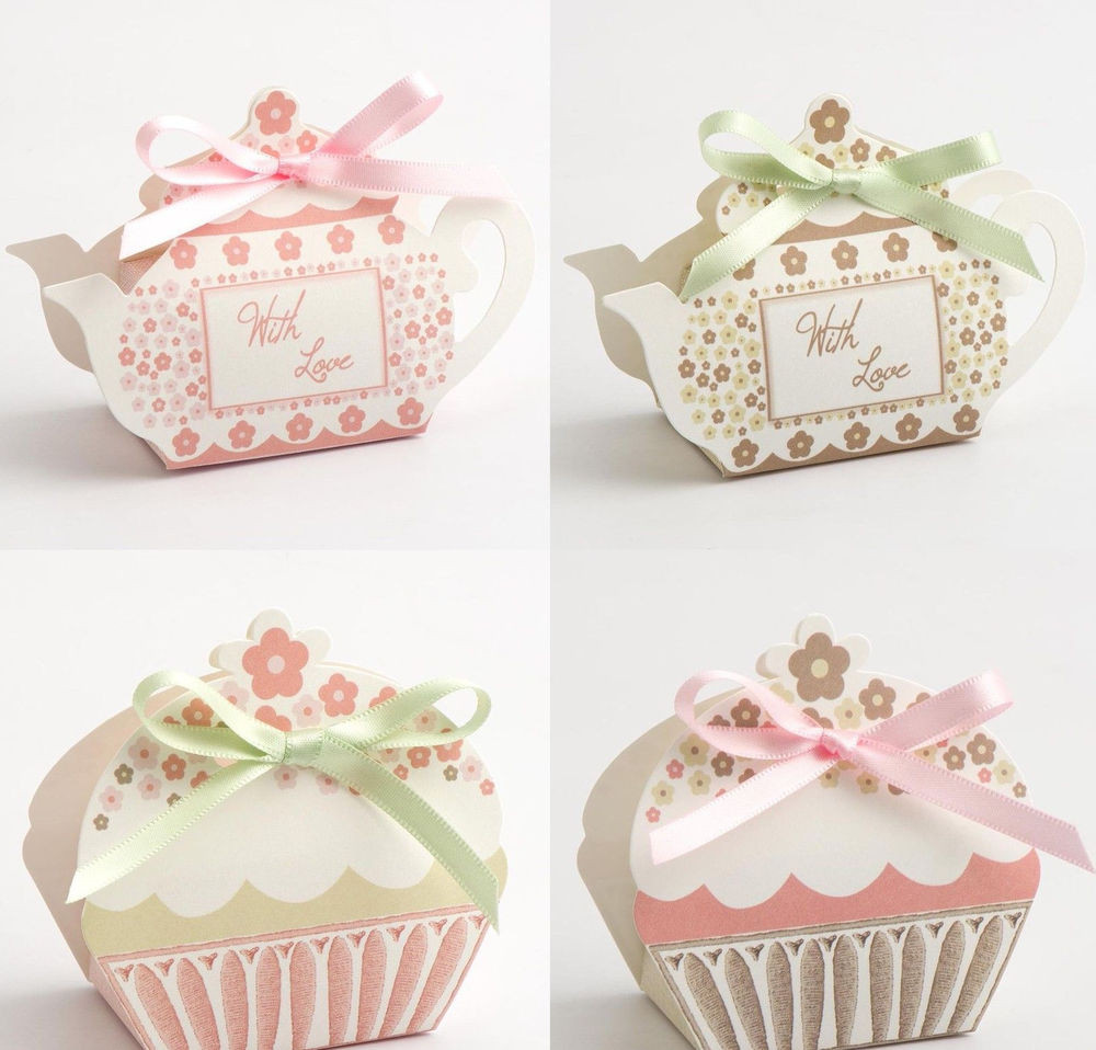 Wedding Cake Box
 Tea Pot and Cup Cake Favour Boxes Vintage Wedding Party