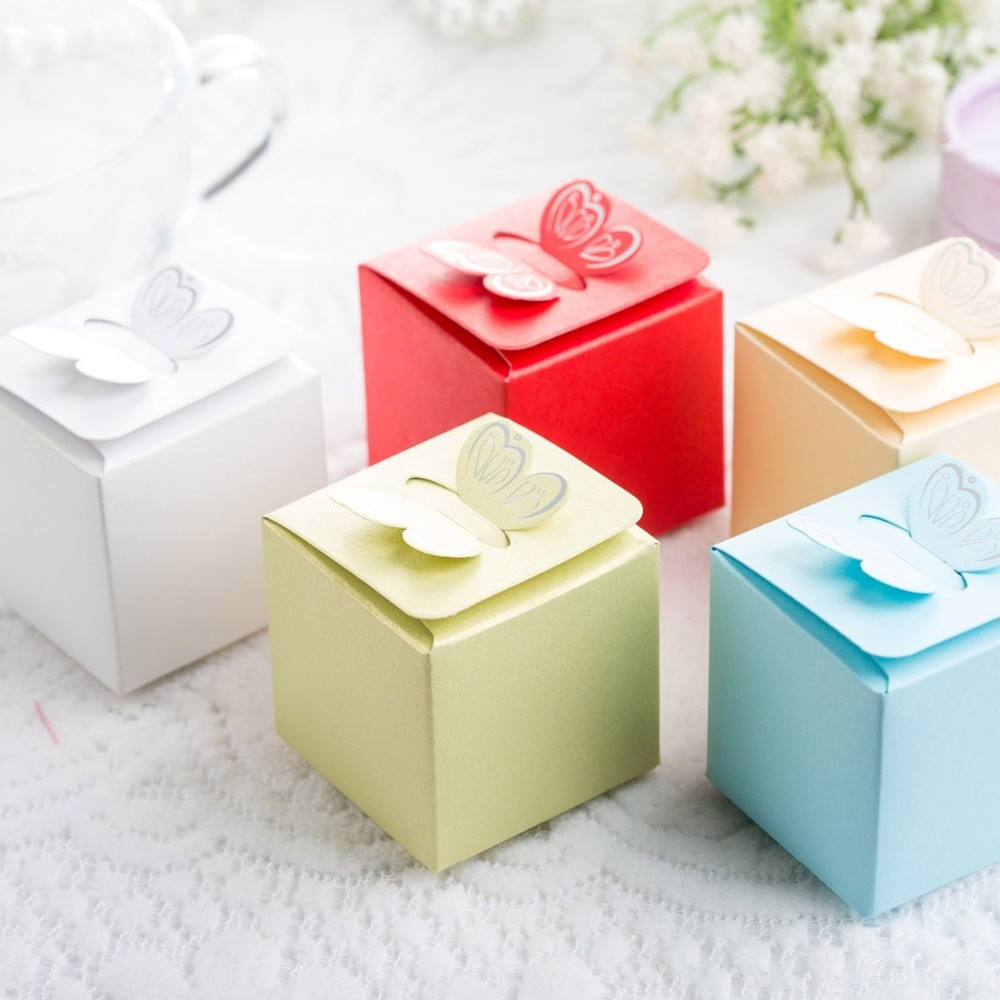Wedding Cake Box
 Free Shipping 50pcs Butterfly Style Favor Gift Candy Cake