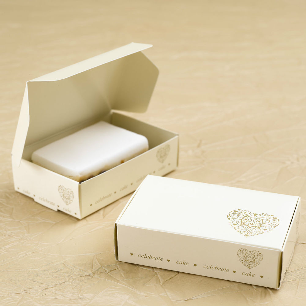 Wedding Cake Box
 10 CAKE SLICE BOXES Wedding Party Favours IVORY GOLD HEART