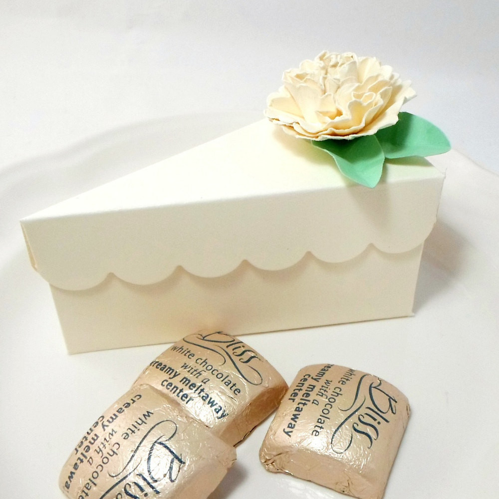 Wedding Cake Box
 Ivory Cake Slice Favor Box Wedding Favors by AcarrdianCards