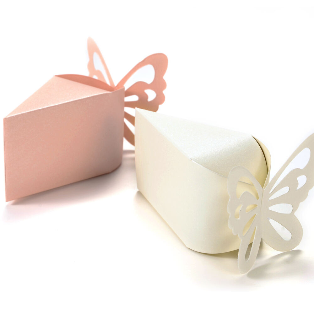 Wedding Cake Box
 50 x Butterfly Candy Boxes Gift Favors Cake Style for