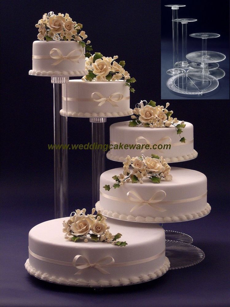 Wedding Cake Pedestal
 5 TIER CASCADING WEDDING CAKE STAND STANDS SET