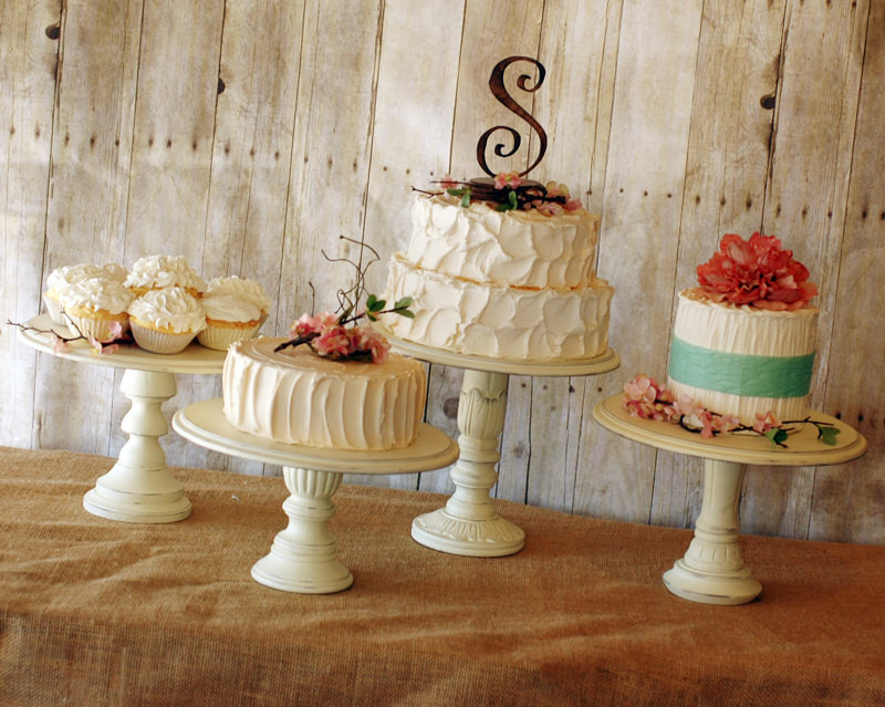 Wedding Cake Pedestal
 Set of 3 Rustic Pedestal Serving Cake Stands Any color