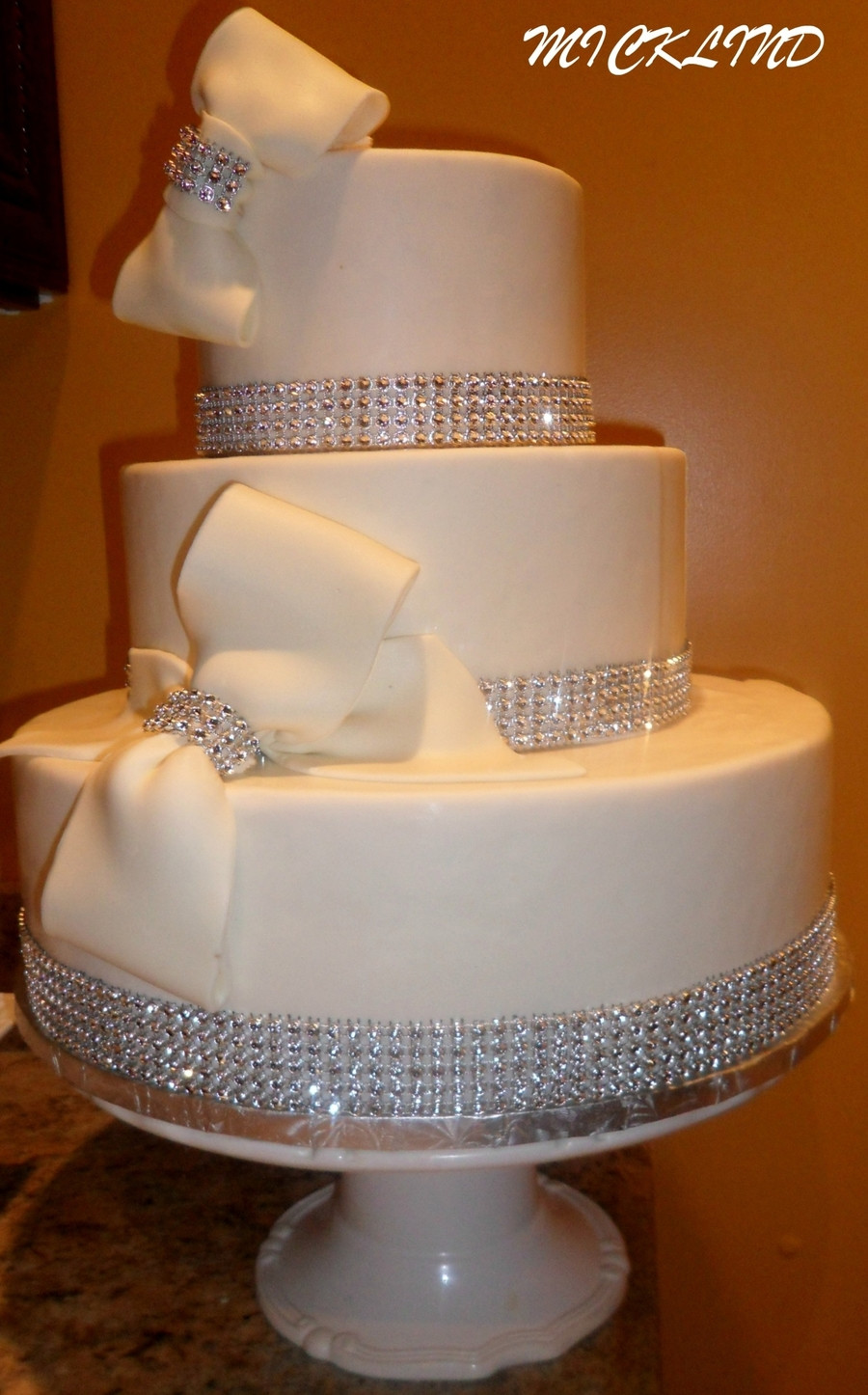 Wedding Cakes With Rhinestones
 Bows & Rhinestones Wedding Cake CakeCentral