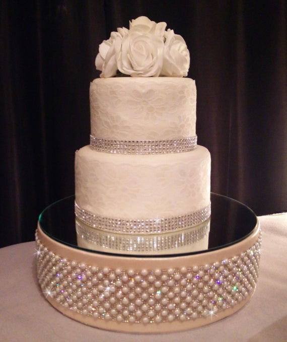 Wedding Cakes With Rhinestones
 Vintage inspired Pearl & Rhinestone wedding cake stand Podium