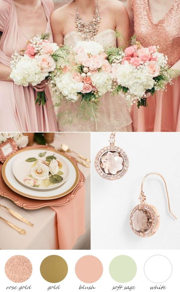 Wedding Color Scheme
 Wedding or Party Palette Rose gold or blush and a little