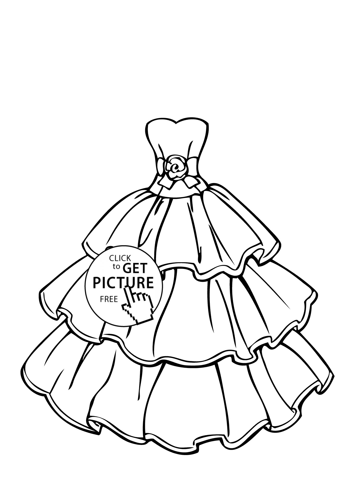 Wedding Dress Coloring Pages
 Wedding dress beautiful coloring page for girls printable