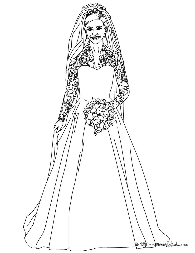 Wedding Dress Coloring Pages
 Kate middleton s royal wedding dress coloring pages