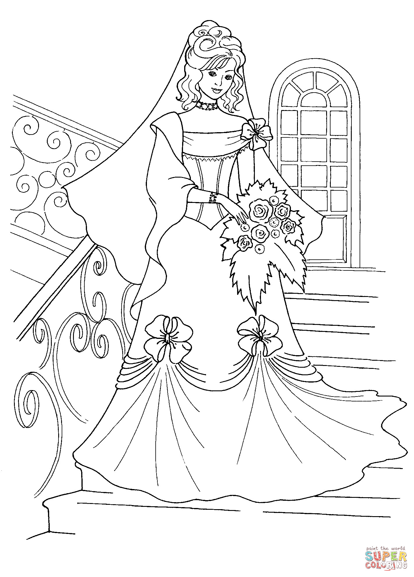 Wedding Dress Coloring Pages
 Princess in a Wedding Dress coloring page