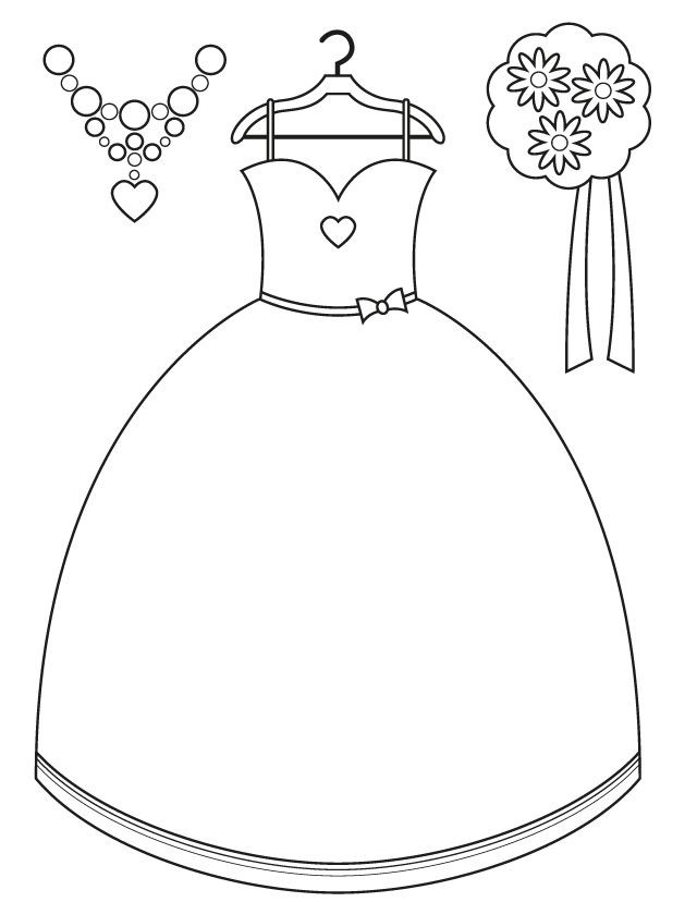 Wedding Dress Coloring Pages
 Bridesmaid Dress and Accessories Free Printable Coloring