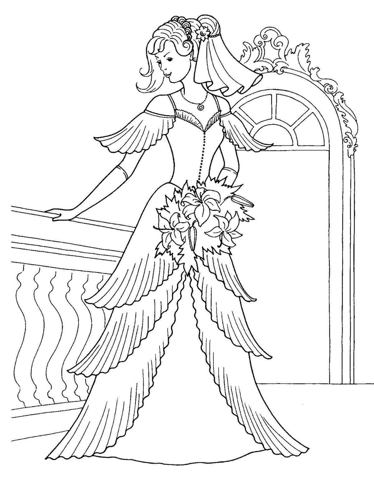 Wedding Dress Coloring Pages
 The Wedding Dresses Princess Coloring Sheet to Print