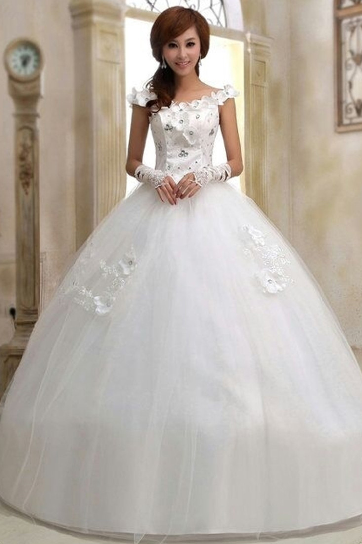 Wedding Dresses Online
 Buy Boat Necked White Wedding Gown online Gowns