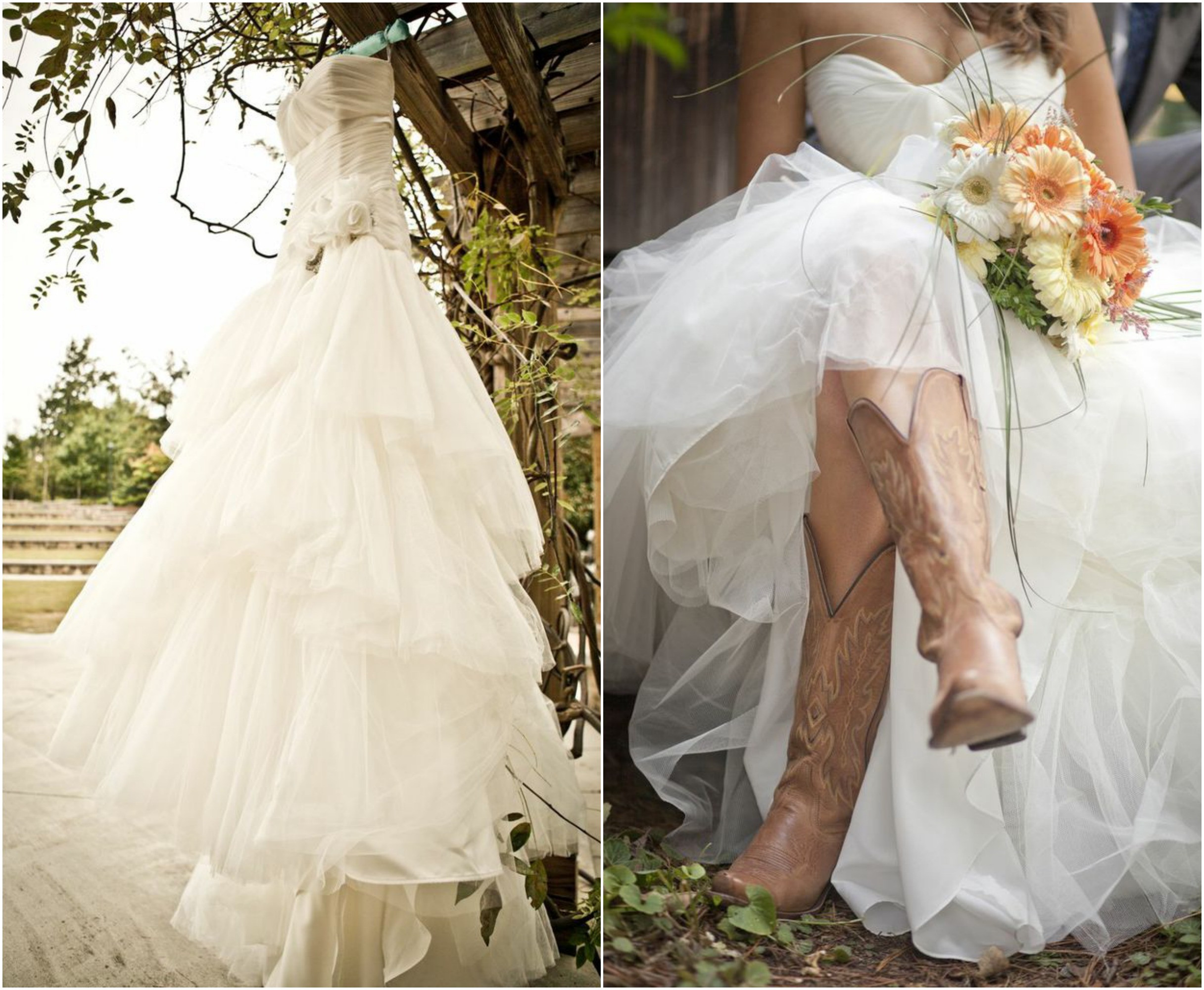 Wedding Dresses With Cowboy Boots
 Rustic Wedding With Bridesmaids In Cowboy Boots Rustic