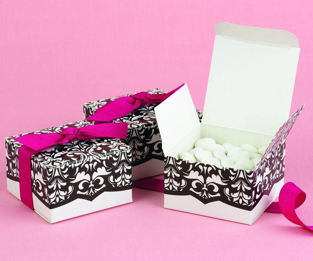Wedding Favor Boxes
 Black & White Damask Flourish Wedding Bridal Favor Boxes