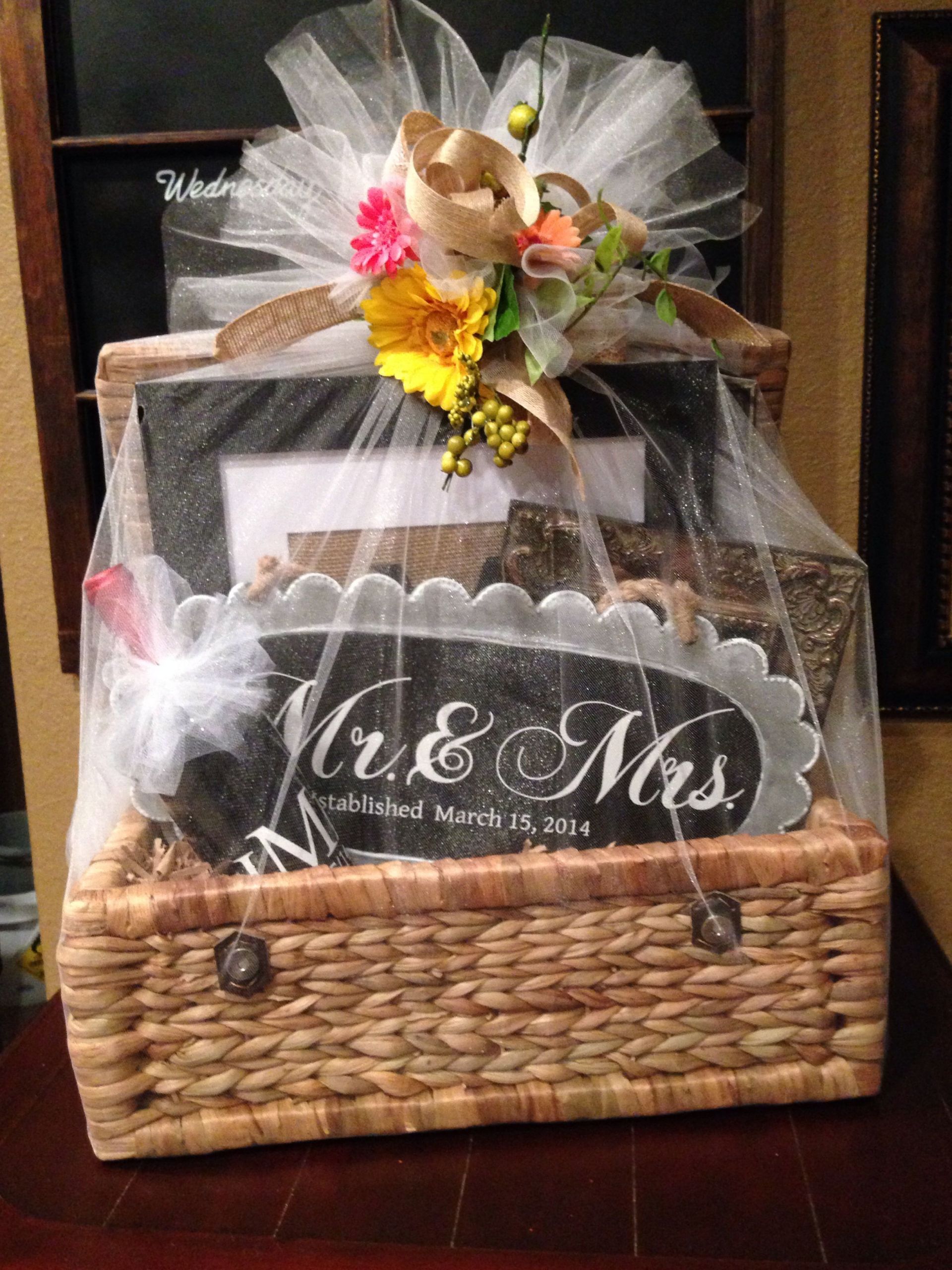 Wedding Gift Baskets Ideas
 Wedding t basket filed with personalized ts made