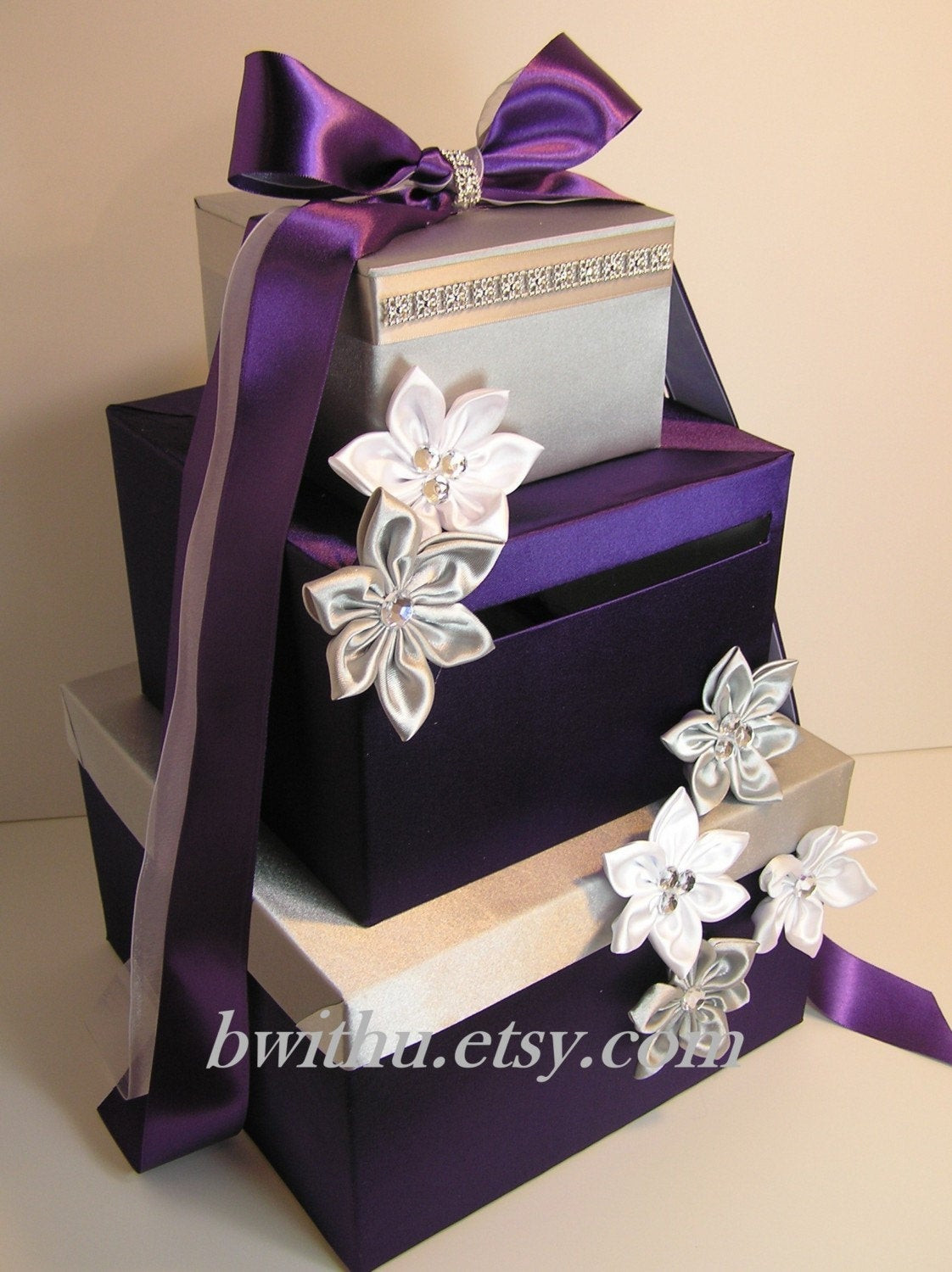 Wedding Gift Boxes For Cards
 Wedding Card Box Purple and Silver Gift Card Box Money Box