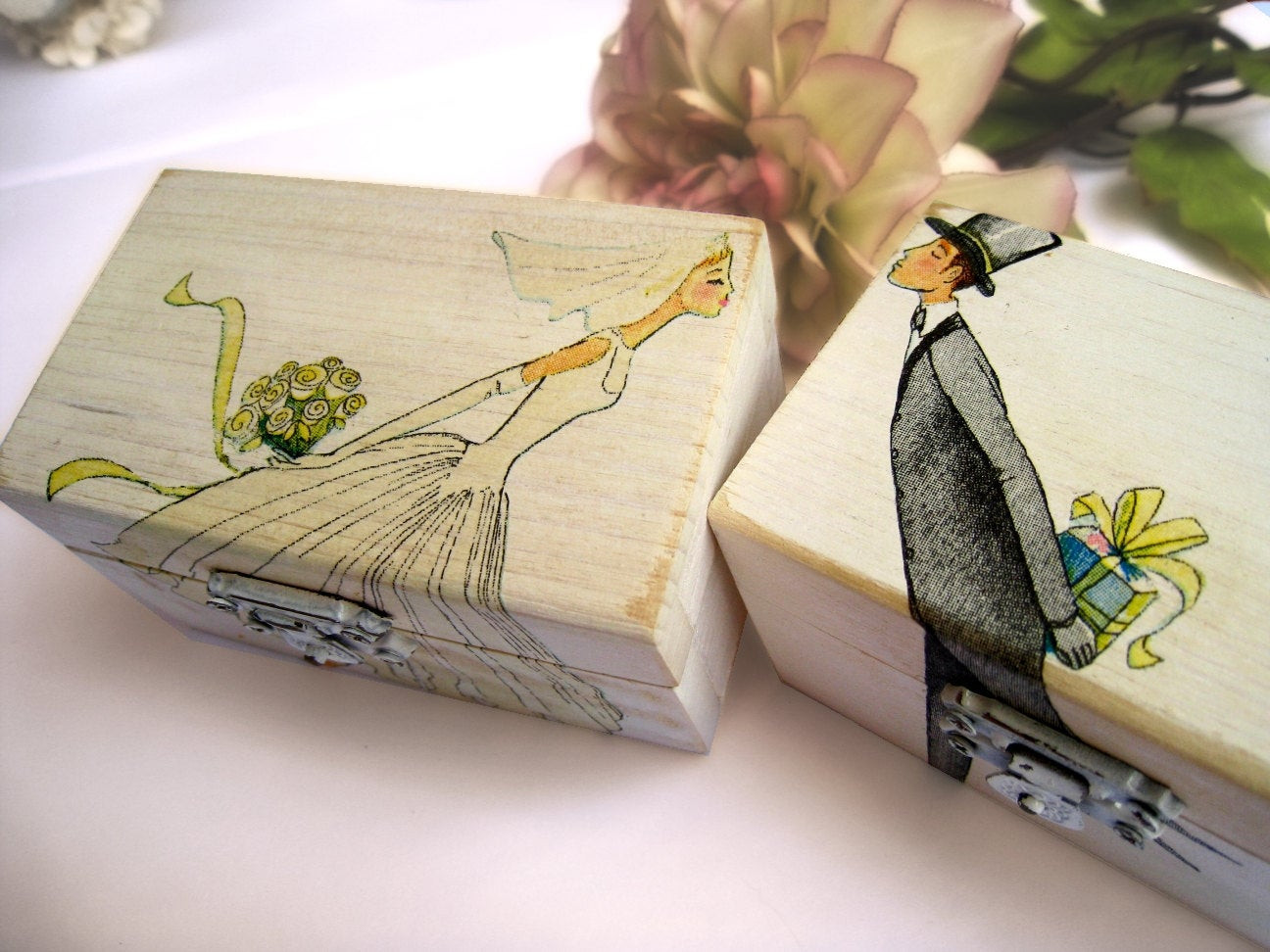 Wedding Gift Boxes Ideas
 Personalized White Wedding Ring bearer box Wooden box Gift box